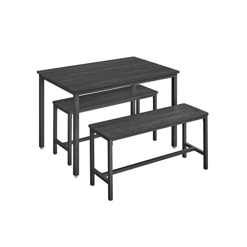 Rootz Dining Table with 2 Benches Set - Dining Set - 3 Piece Furniture - Space-Saving Design - Table: 70cm x 110cm x 75cm, Bench: 30cm x 97cm x 50cm