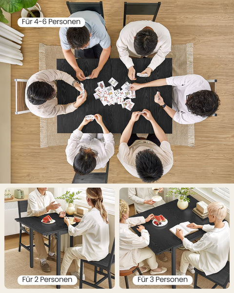 Rootz Dining Table - Esstisch - Foldable Table - Space-Saving - 78x120x76.2cm (Unfolded) - Ebony Black-Ink Black