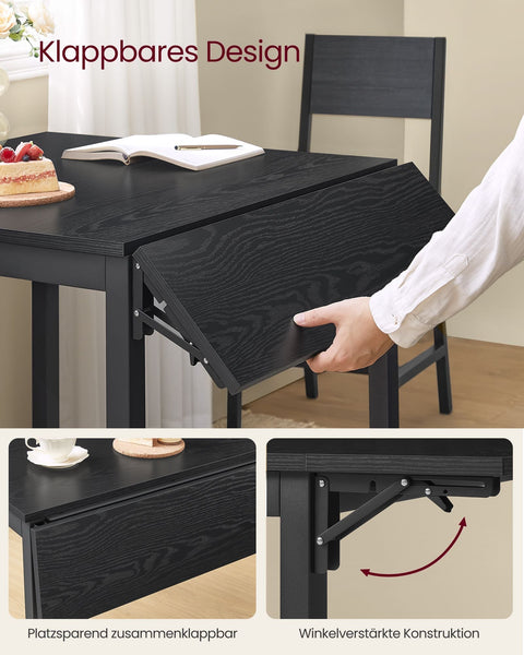 Rootz Dining Table - Esstisch - Foldable Table - Space-Saving - 78x120x76.2cm (Unfolded) - Ebony Black-Ink Black