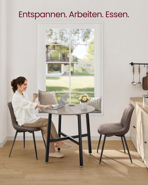 Rootz Round Dining Table - Compact Dining Table - Small Kitchen Table - Chipboard & Steel - 80cm D x 75cm H