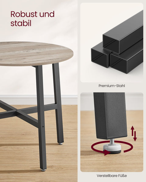 Rootz Round Dining Table - Compact Dining Table - Small Kitchen Table - Chipboard & Steel - 80cm D x 75cm H