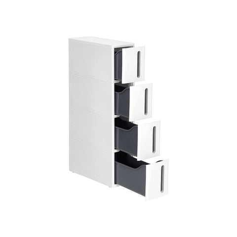 Rootz Narrow Rolling Shelf - Storage Rack - Space-Saving Organizer - Deep Drawers - Waterproof PP - 45cm x 17cm x 83cm