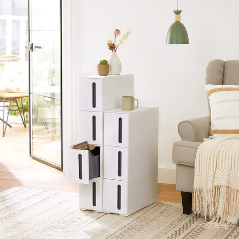 Rootz Narrow Rolling Shelf - Storage Rack - Space-Saving Organizer - Deep Drawers - Waterproof PP - 45cm x 17cm x 83cm