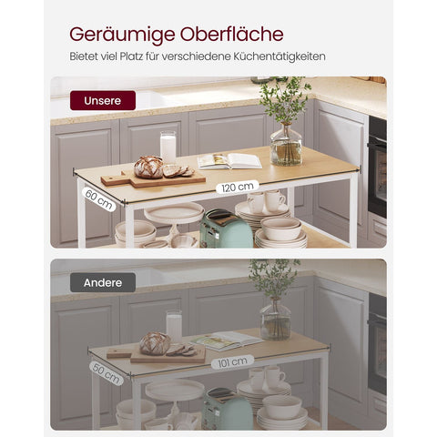 Rootz Cake Rack - Cupcake Stand - Dessert Display - Chipboard and Steel - 60cm x 120cm x 90cm - Oak White - 26.5kg - 30kg Max Load Capacity