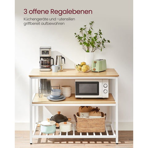 Rootz 3-Tier Kitchen Shelf Rack - Storage Organizer - Steel Frame - Large Countertop - 60cm x 120cm x 90cm