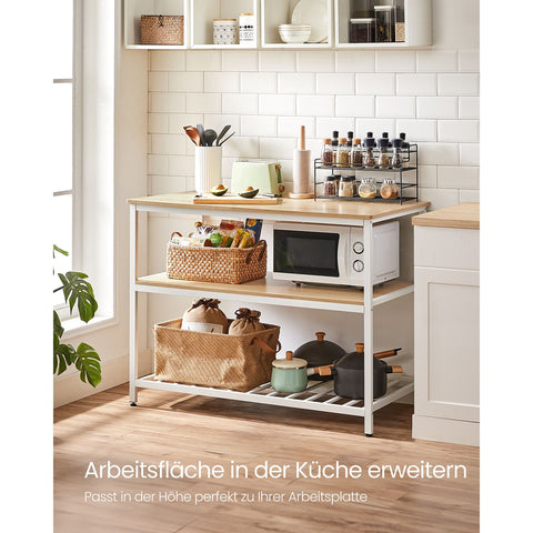Rootz 3-Tier Kitchen Shelf Rack - Storage Organizer - Steel Frame - Large Countertop - 60cm x 120cm x 90cm