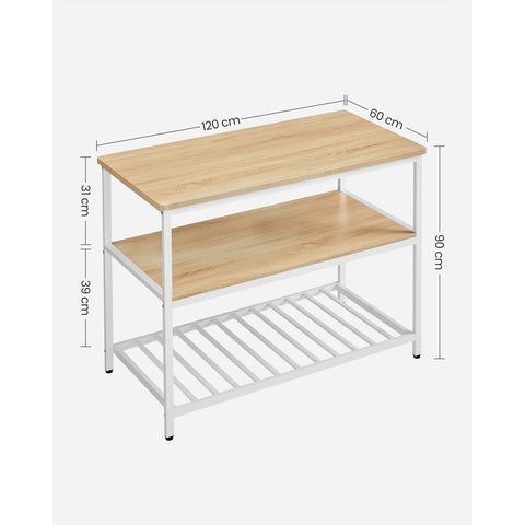 Rootz 3-Tier Kitchen Shelf Rack - Storage Organizer - Steel Frame - Large Countertop - 60cm x 120cm x 90cm