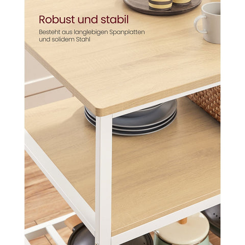 Rootz 3-Tier Kitchen Shelf Rack - Storage Organizer - Steel Frame - Large Countertop - 60cm x 120cm x 90cm