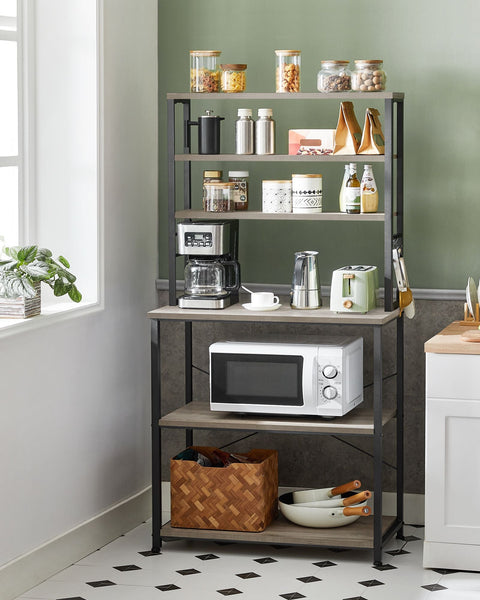 Rootz Kitchen Shelf - Storage Rack - Organizer - Space-Saving Design - 40 x 80 x 167 cm Brown-Black