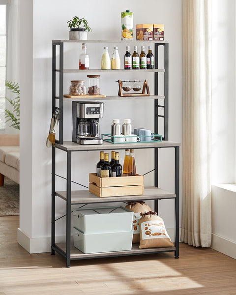 Rootz Kitchen Shelf - Storage Rack - Organizer - Space-Saving Design - 40 x 80 x 167 cm Brown-Black