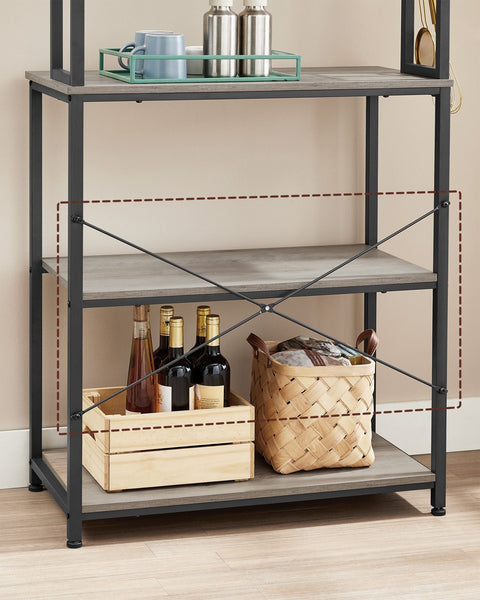 Rootz Kitchen Shelf - Storage Rack - Organizer - Space-Saving Design - 40 x 80 x 167 cm Brown-Black