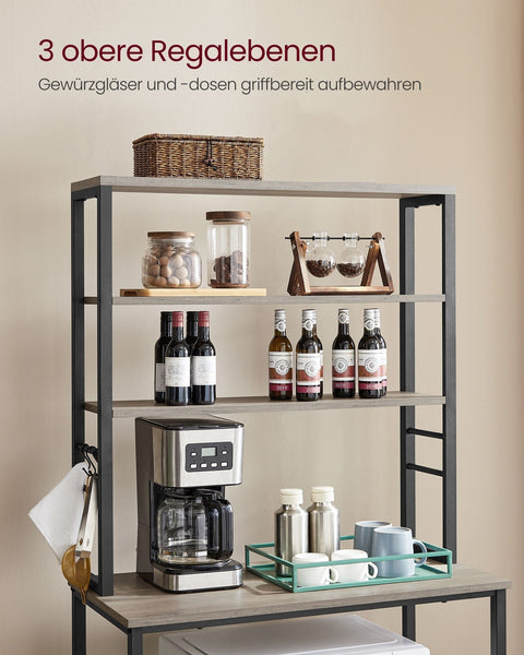 Rootz Kitchen Shelf - Storage Rack - Organizer - Space-Saving Design - 40 x 80 x 167 cm Brown-Black