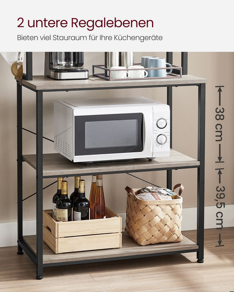Rootz Kitchen Shelf - Storage Rack - Organizer - Space-Saving Design - 40 x 80 x 167 cm Brown-Black