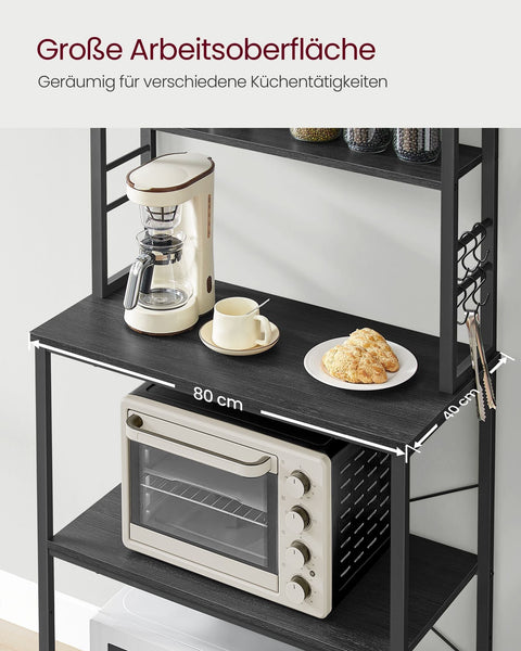 Rootz Industrial Kitchen Shelf - Storage Rack - Organizer with Hooks - Space-Saving - 40cm x 80cm x 167cm