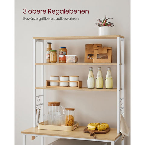 Rootz Kitchen Shelf with 6 Shelves and 6 Hooks - Pantry Rack - Storage Organizer - Chipboard & Steel - 40cm x 80cm x 167cm