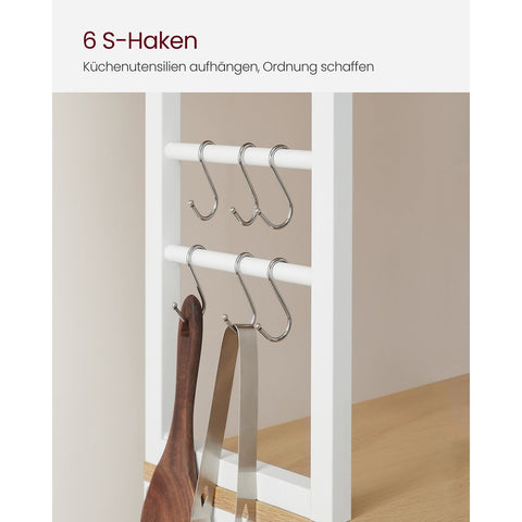 Rootz Kitchen Shelf with 6 Shelves and 6 Hooks - Pantry Rack - Storage Organizer - Chipboard & Steel - 40cm x 80cm x 167cm