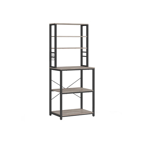 Rootz Standing Shelf Kitchen - Industrial Organizer - Grey-Black Storage - Sturdy Chipboard & Steel - 40 x 60 x 167 cm