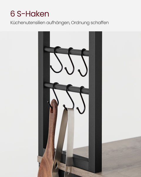 Rootz Standing Shelf Kitchen - Industrial Organizer - Grey-Black Storage - Sturdy Chipboard & Steel - 40 x 60 x 167 cm