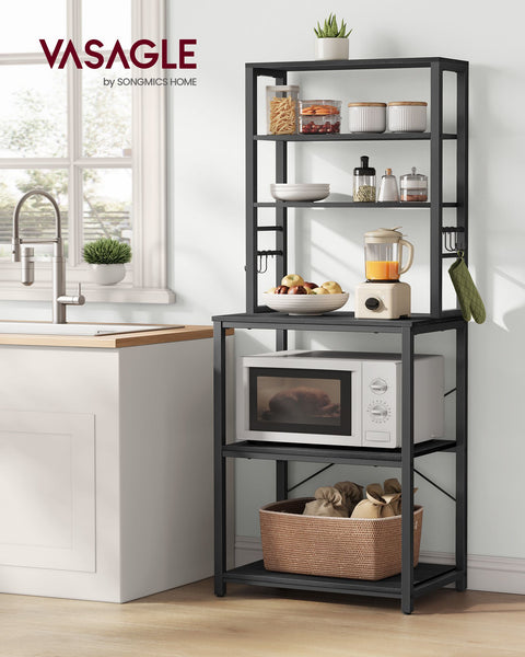 Rootz 3 Tier Cake Rack - Cupcake Stand - Dessert Display - Chipboard and Steel - Anthracite Gray-Ink Black - 40cm x 60cm x 167cm - 16.1kg - 10.4kg Max Load Capacity - Easy Assembly