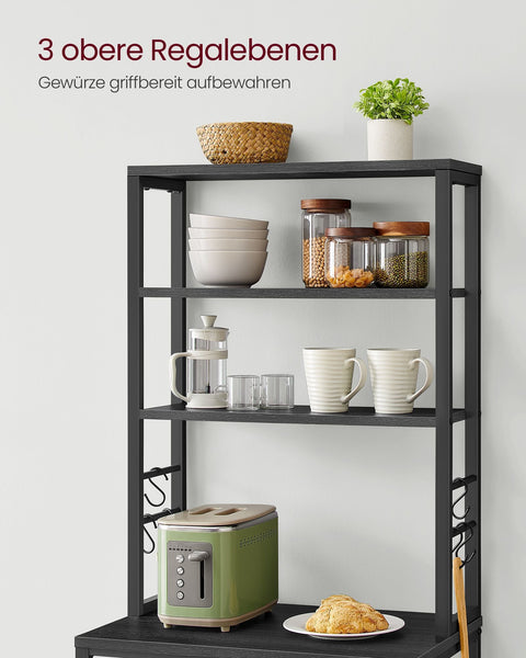 Rootz 3 Tier Cake Rack - Cupcake Stand - Dessert Display - Chipboard and Steel - Anthracite Gray-Ink Black - 40cm x 60cm x 167cm - 16.1kg - 10.4kg Max Load Capacity - Easy Assembly
