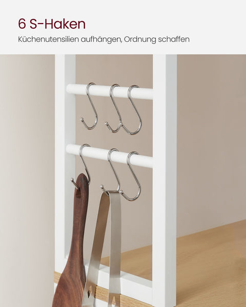 Rootz Oak White Chipboard Steel Cake Rack - Baking Stand - Storage Shelf - Sturdy Construction - Easy Assembly - 40cm x 60cm x 167cm
