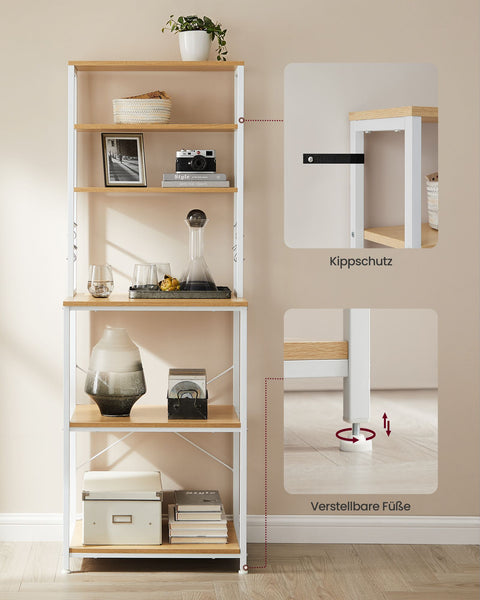 Rootz Oak White Chipboard Steel Cake Rack - Baking Stand - Storage Shelf - Sturdy Construction - Easy Assembly - 40cm x 60cm x 167cm