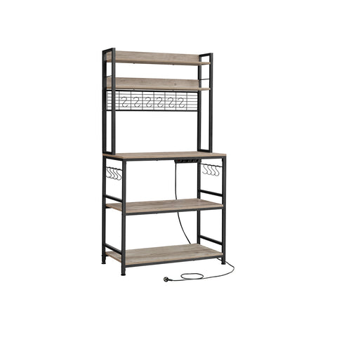 Rootz Greige Black Cake Rack - Storage Shelf - Chipboard Steel - Heavy Duty - Easy Assembly - 40cm x 80cm x 170cm