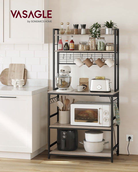 Rootz Greige Black Cake Rack - Storage Shelf - Chipboard Steel - Heavy Duty - Easy Assembly - 40cm x 80cm x 170cm