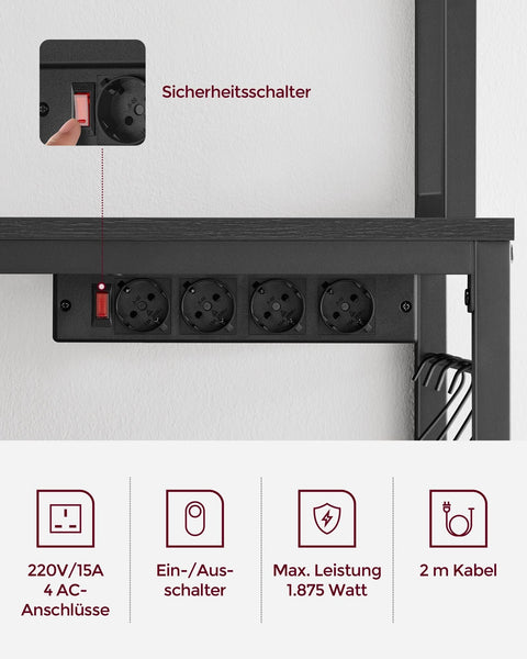 Rootz Kitchen Shelf with Sockets - Storage Rack - Kitchen Organizer - Space-Saving - 40 x 80 x 170 cm