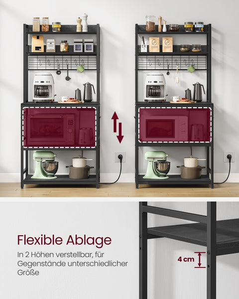 Rootz Kitchen Shelf with Sockets - Storage Rack - Kitchen Organizer - Space-Saving - 40 x 80 x 170 cm