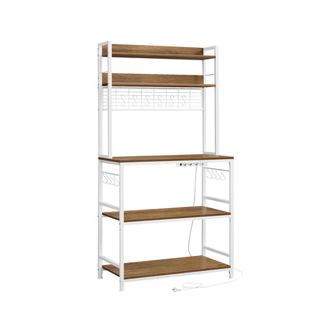 Rootz 5 Tier Cake Rack - Cupcake Stand - Chipboard Steel Construction - Light Walnut Brown-White - 40cm x 80cm x 170cm - Easy Assembly - Sturdy Design - Multi-functional Storage - 21.1kg Weight Capacity