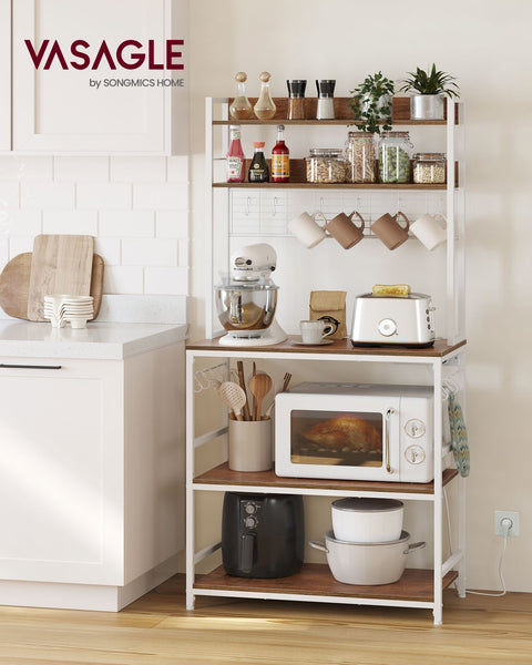 Rootz 5 Tier Cake Rack - Cupcake Stand - Chipboard Steel Construction - Light Walnut Brown-White - 40cm x 80cm x 170cm - Easy Assembly - Sturdy Design - Multi-functional Storage - 21.1kg Weight Capacity