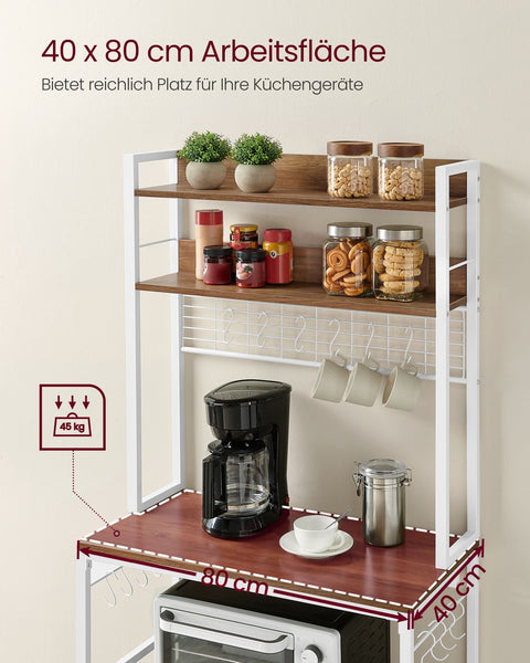 Rootz 5 Tier Cake Rack - Cupcake Stand - Chipboard Steel Construction - Light Walnut Brown-White - 40cm x 80cm x 170cm - Easy Assembly - Sturdy Design - Multi-functional Storage - 21.1kg Weight Capacity