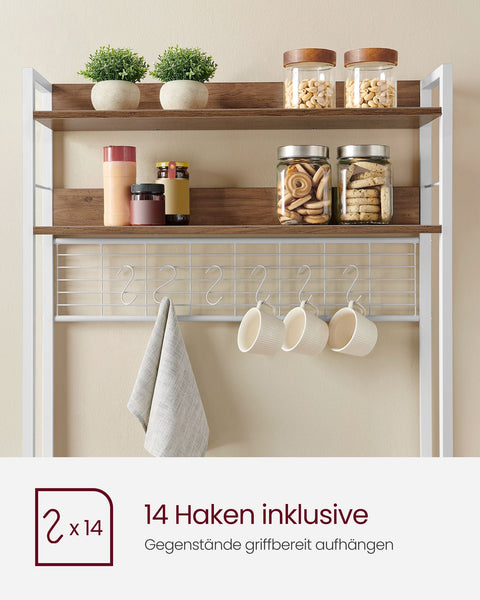 Rootz 5 Tier Cake Rack - Cupcake Stand - Chipboard Steel Construction - Light Walnut Brown-White - 40cm x 80cm x 170cm - Easy Assembly - Sturdy Design - Multi-functional Storage - 21.1kg Weight Capacity