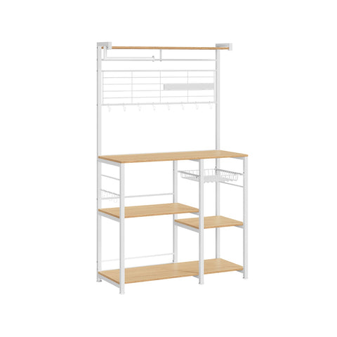 Rootz Golden Oak White Kitchen Storage Rack - Pantry Organizer - Cupboard Shelf - Chipboard and Steel Construction - 42cm x 90cm x 167.3cm - Heavy Duty - Easy Assembly - Space Saving
