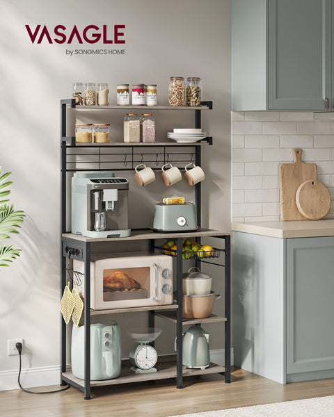 Rootz Cake Rack Organizer - Cupcake Stand - Chipboard Steel - Greige Mottled-Ink Black - 40cm x 90cm x 165.5cm - Heavy Duty - Easy Assembly - Space Saving