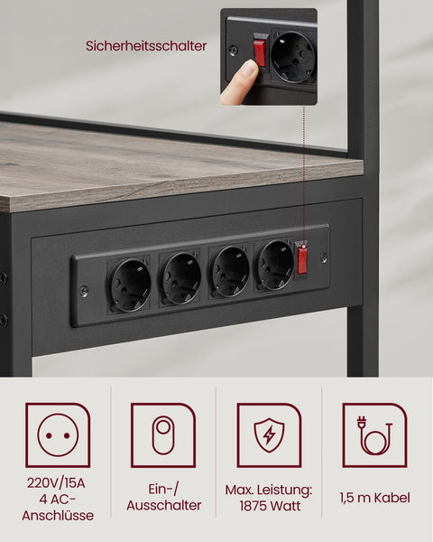 Rootz Cake Rack Organizer - Cupcake Stand - Chipboard Steel - Greige Mottled-Ink Black - 40cm x 90cm x 165.5cm - Heavy Duty - Easy Assembly - Space Saving