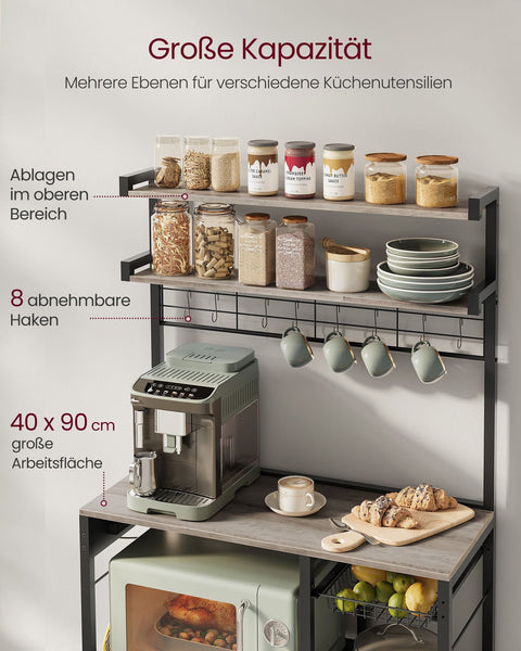 Rootz Cake Rack Organizer - Cupcake Stand - Chipboard Steel - Greige Mottled-Ink Black - 40cm x 90cm x 165.5cm - Heavy Duty - Easy Assembly - Space Saving