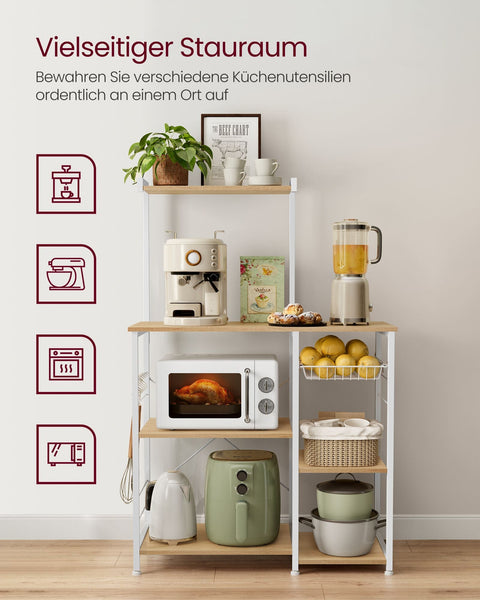 Rootz 3 Tier Storage Rack - Oak Beige - Classic White - Chipboard Steel - 40cm x 90cm x 134cm - Heavy Duty - Versatile - Easy Assembly