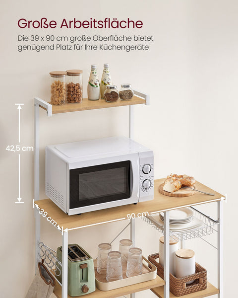 Rootz 3 Tier Storage Rack - Oak Beige - Classic White - Chipboard Steel - 40cm x 90cm x 134cm - Heavy Duty - Versatile - Easy Assembly