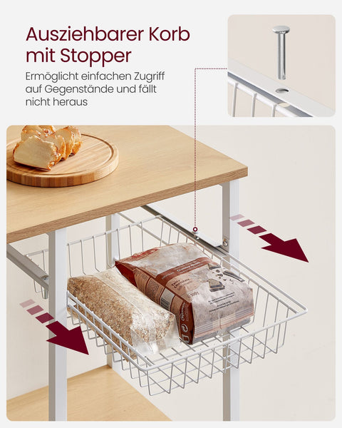 Rootz 3 Tier Storage Rack - Oak Beige - Classic White - Chipboard Steel - 40cm x 90cm x 134cm - Heavy Duty - Versatile - Easy Assembly