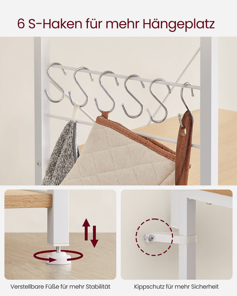 Rootz 3 Tier Storage Rack - Oak Beige - Classic White - Chipboard Steel - 40cm x 90cm x 134cm - Heavy Duty - Versatile - Easy Assembly