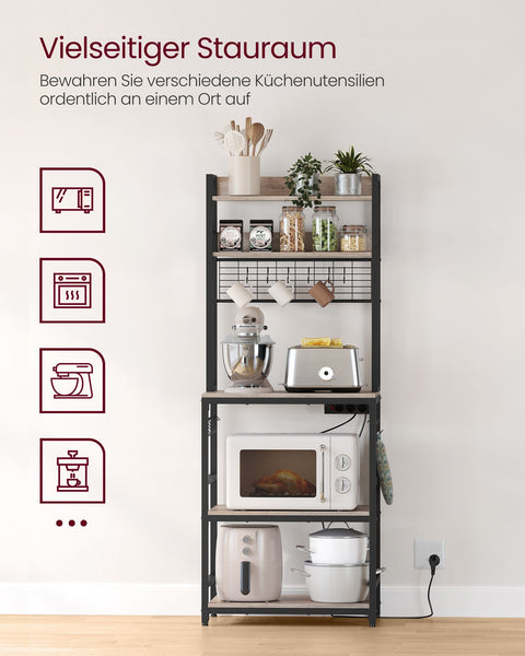 Greige Black Chipboard Steel Cake Rack - Baking Stand - Pastry Shelf - Sturdy Construction - Spacious Design - Easy Assembly - 40cm x 60cm x 170cm