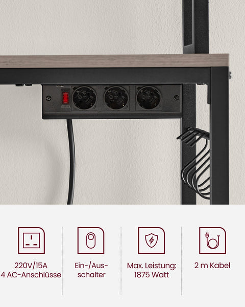 Greige Black Chipboard Steel Cake Rack - Baking Stand - Pastry Shelf - Sturdy Construction - Spacious Design - Easy Assembly - 40cm x 60cm x 170cm