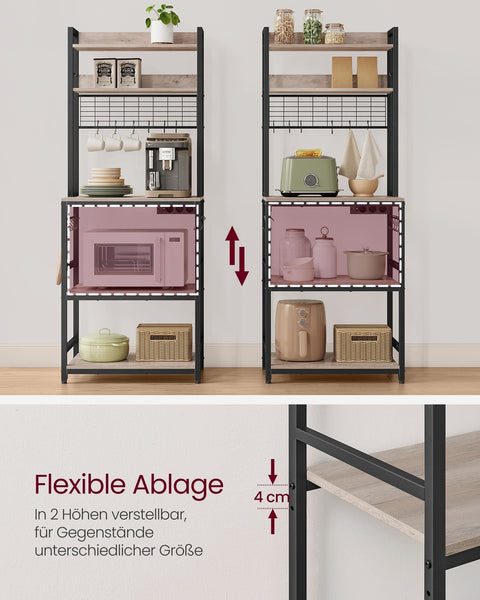 Rootz Standing Shelf with Sockets - Storage Unit - Organizer - Durable Chipboard - 40cm x 60cm x 170cm - Brown-Black