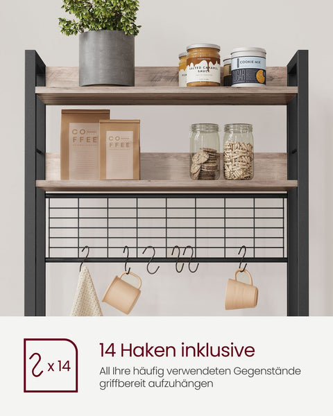 Greige Black Chipboard Steel Cake Rack - Baking Stand - Pastry Shelf - Sturdy Construction - Spacious Design - Easy Assembly - 40cm x 60cm x 170cm