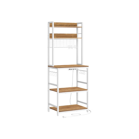 Rootz 5 Tier Cake Rack - Walnut Brown-White - Chipboard Steel - Storage Organizer - Sturdy Construction - Easy Assembly - 40cm x 60cm x 170cm