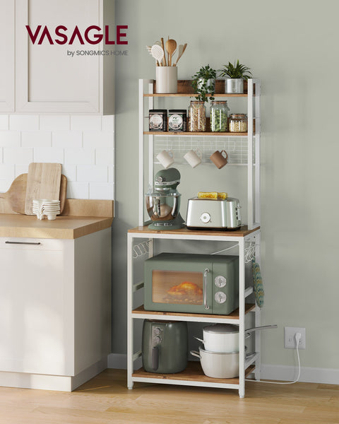 Rootz 5 Tier Cake Rack - Walnut Brown-White - Chipboard Steel - Storage Organizer - Sturdy Construction - Easy Assembly - 40cm x 60cm x 170cm