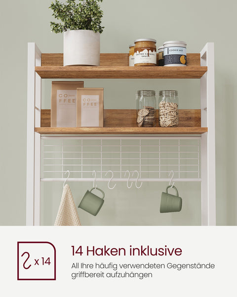 Rootz 5 Tier Cake Rack - Walnut Brown-White - Chipboard Steel - Storage Organizer - Sturdy Construction - Easy Assembly - 40cm x 60cm x 170cm
