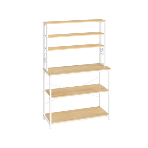 Rootz Oak White Cake Rack - Kitchen Organizer - Storage Shelf - Chipboard and Steel - 40cm x 100cm x 167cm - Heavy Duty - Easy Assembly - Anti-tip Feature